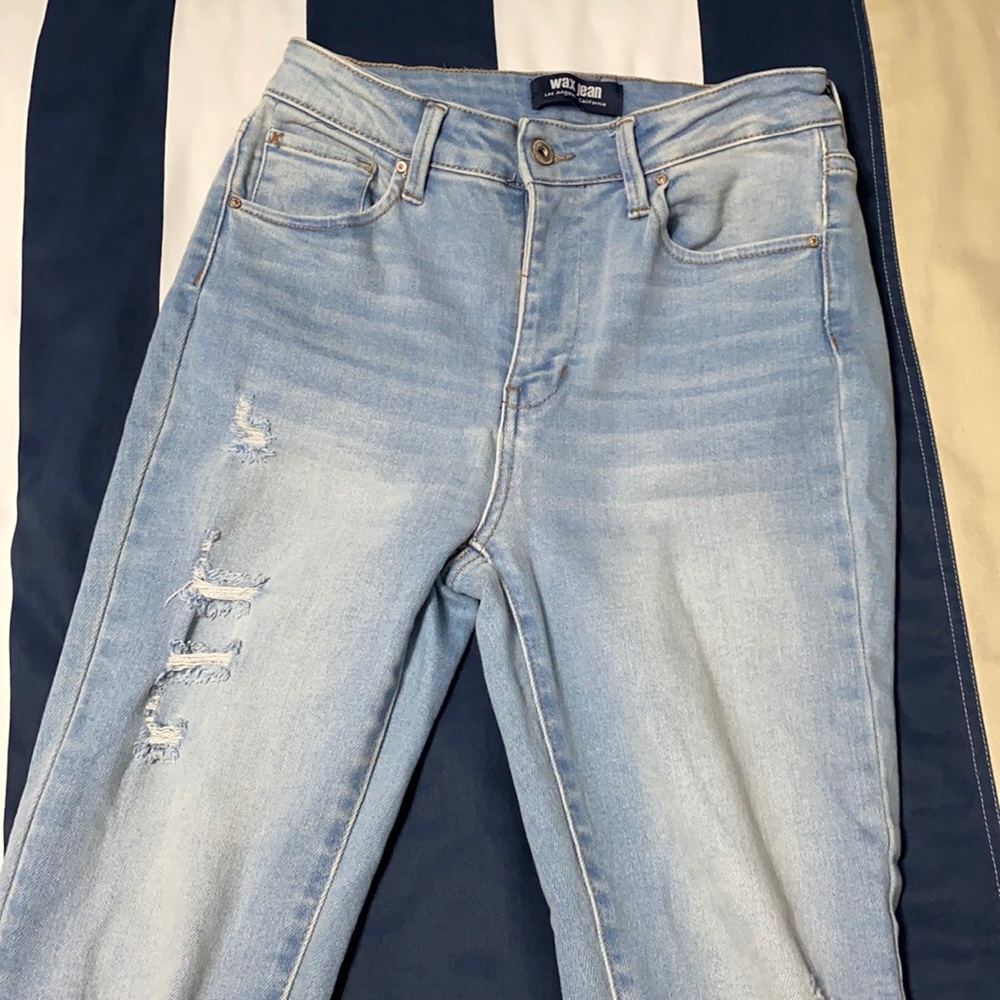 Light Wash Destroyed Denim